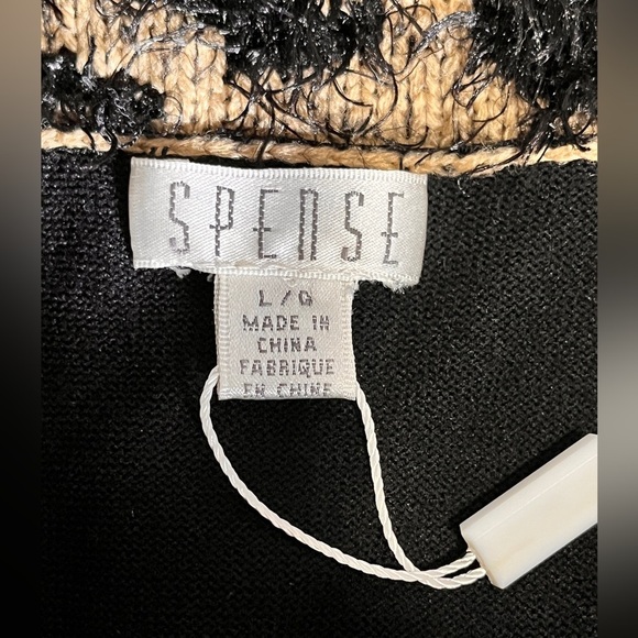 Spense Black Sweater Dress with Leopard Print Details Large - Picture 6 of 8